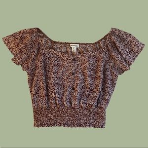 Rust colored milkmaid top white flower pattern XL